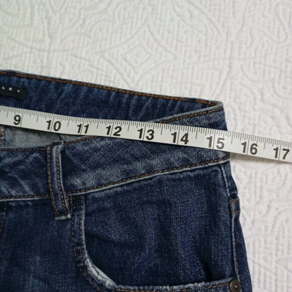 SISLE Jeans Distressed Patched Knee Hole Women's 30W Dark Wash Cuffed Skinny - Picture 12 of 14